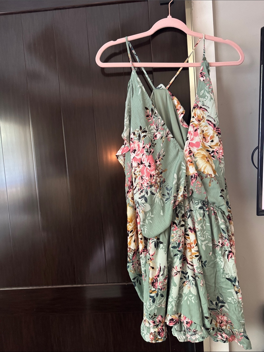 Floral Green Ruffled Sundress
